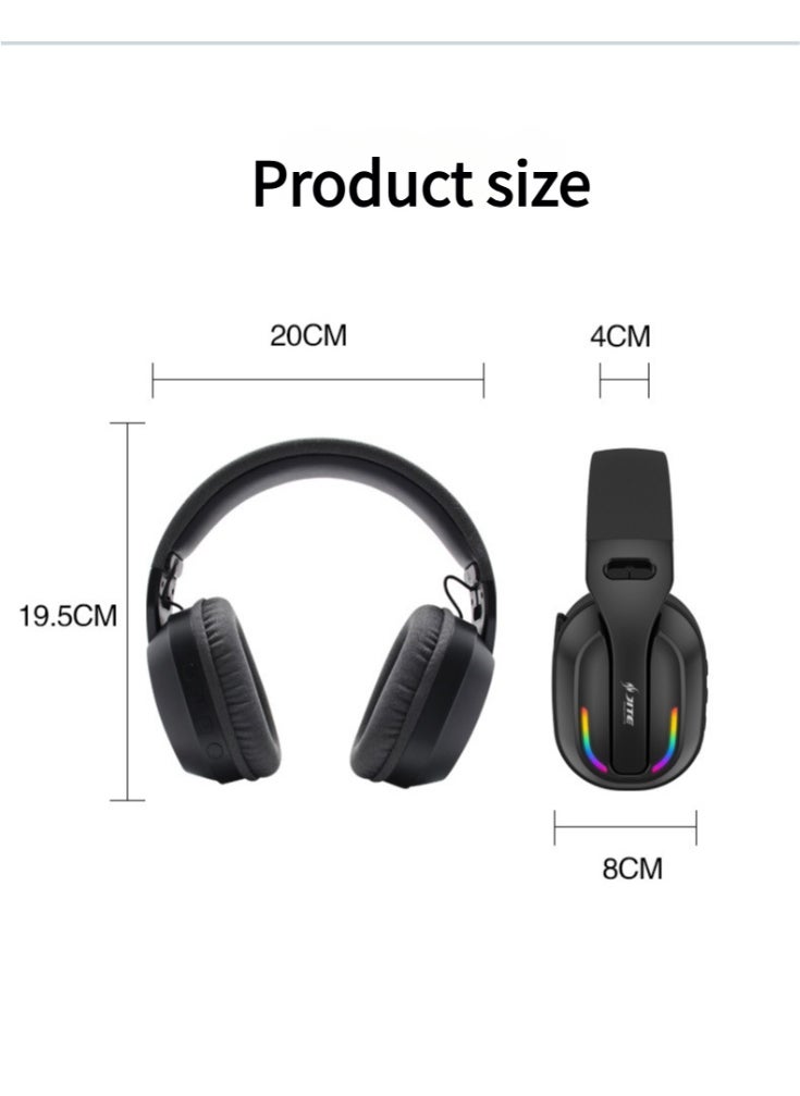 Wireless Headset, Gaming, Computer, Mobile Phone, RGB Luminous Headset, Bluetooth 5.4, Black