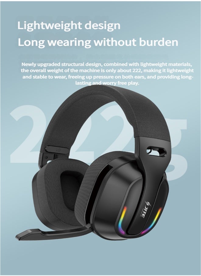 Jite Wireless Headset, Gaming, Computer, Mobile Phone, RGB Luminous Headset, Bluetooth 5.4, Black  - Image 2