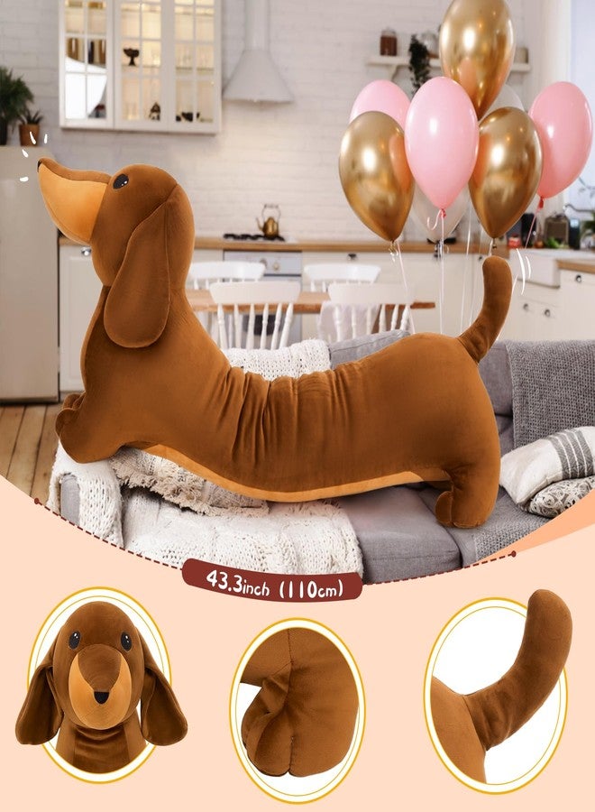 MorisMos Dachshund Dog Stuffed Animal Plush 4ft, 43'' Long Weiner Dog Body Pillow for Kids Adults, USA Designed Realistic Plush Dachshund Toy Giant Stuffed Sausage Dog Toy Gift for Dog Lovers Decor - Image 3