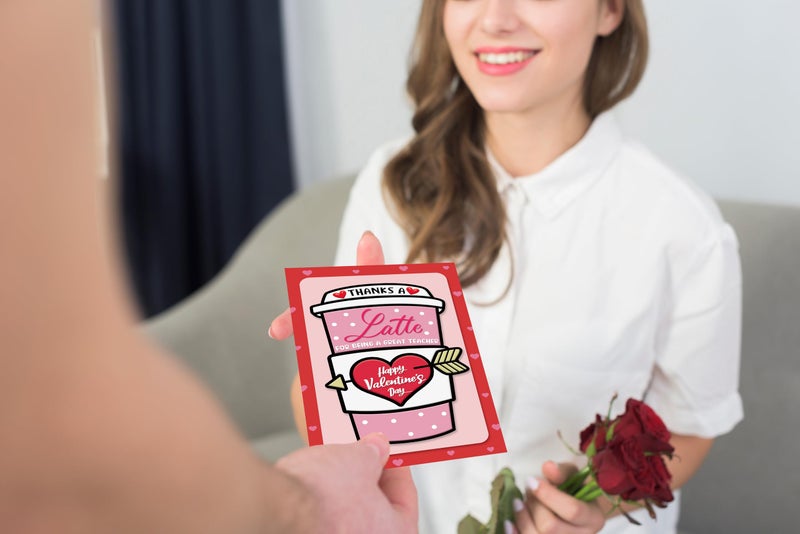 HEYINSHEN Teacher Valentine's Day Cards Coffee Thank You Teacher Card From Students Valentines Day Teachers Cards with Envelope Valentine's Day Greeting Card for Teachers Happy Valentines Day Gift Card - Image 4