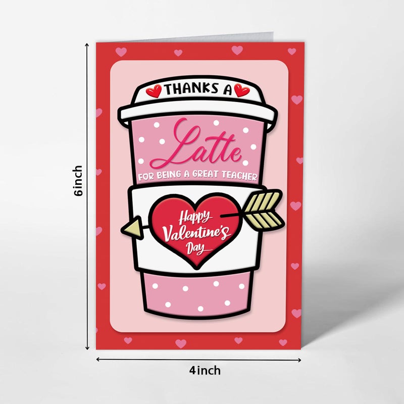 HEYINSHEN Teacher Valentine's Day Cards Coffee Thank You Teacher Card From Students Valentines Day Teachers Cards with Envelope Valentine's Day Greeting Card for Teachers Happy Valentines Day Gift Card - Image 2