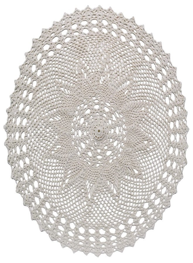 Phantomon 22 Inch Lace Doilies Table Placemats Handmade Crochet Round Knitted Farmhouse Tablecloths Waterlily, 100% Cotton (Beige) - Image 4