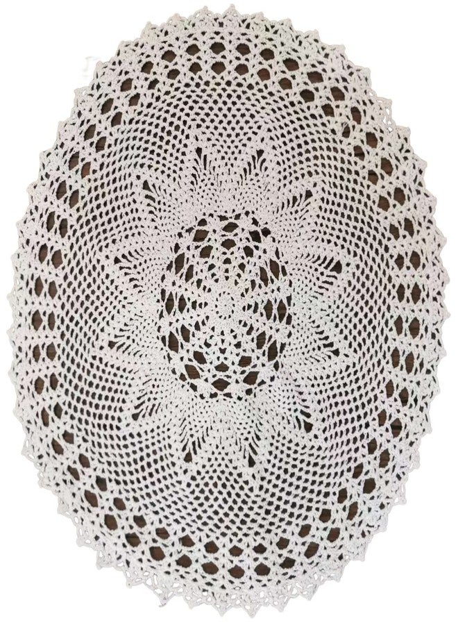 Phantomon 22 Inch Lace Doilies Table Placemats Handmade Crochet Round Knitted Farmhouse Tablecloths Waterlily, 100% Cotton (Beige) - Image 3