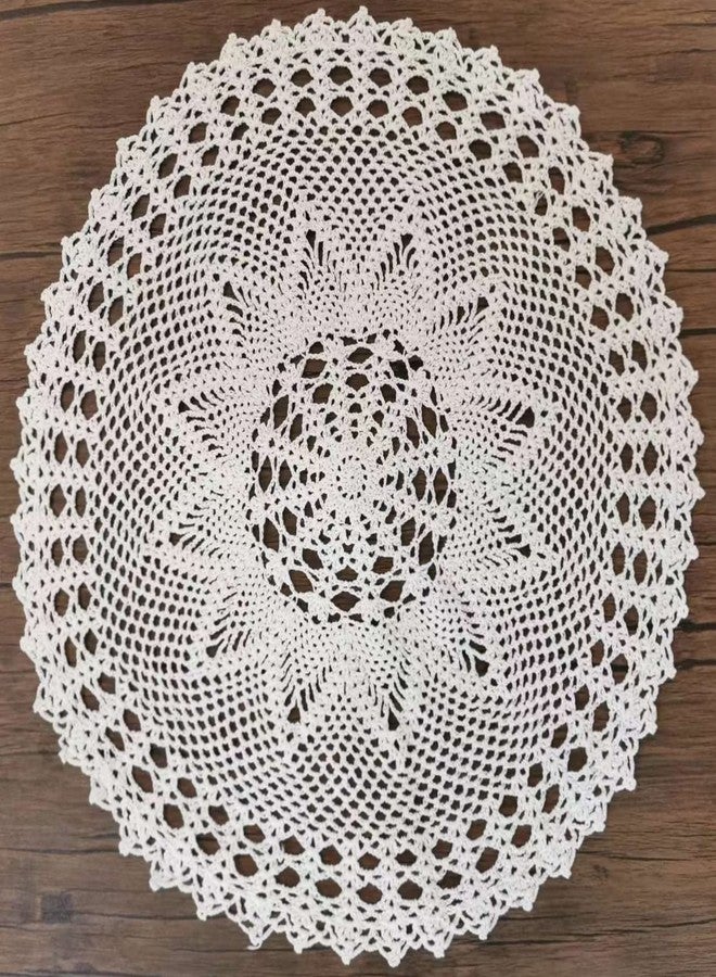 Phantomon 22 Inch Lace Doilies Table Placemats Handmade Crochet Round Knitted Farmhouse Tablecloths Waterlily, 100% Cotton (Beige) - Image 1