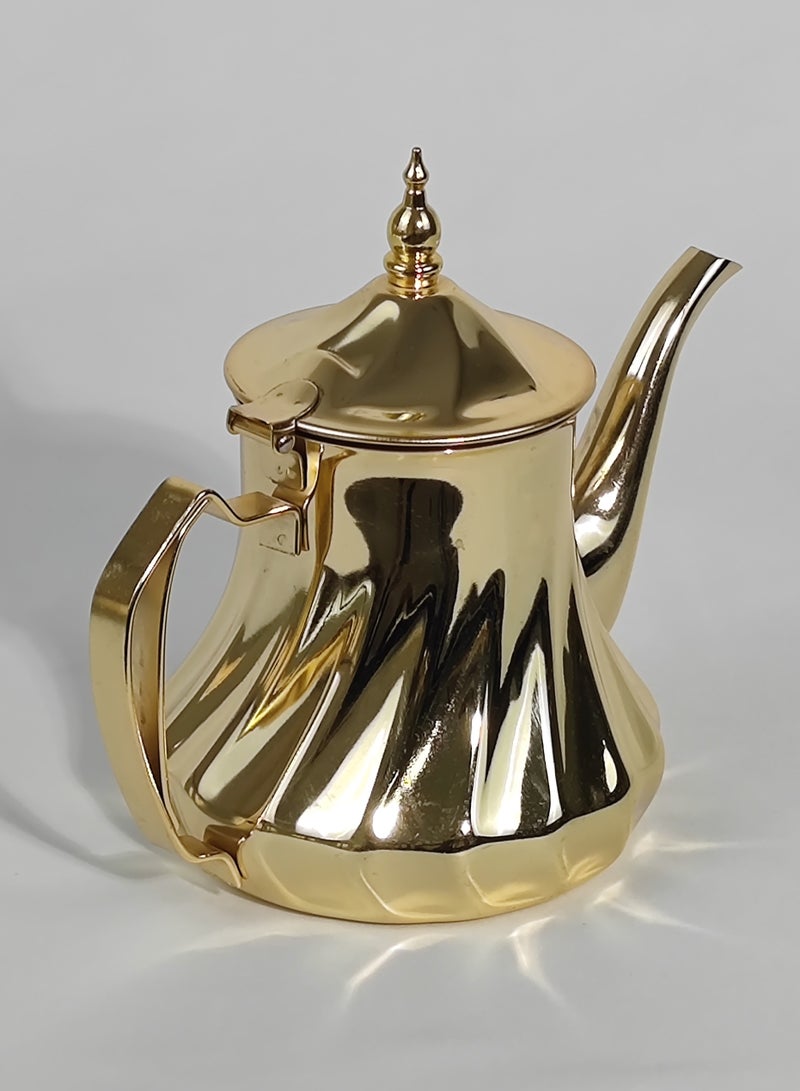 اتش تي اتش النمط العربي الكلاسيكي محفور تصميم القهوة دلة وعاء الصدأ قسط الفولاذ المقاوم للصدأ إبريق الشاي مرآة إنهاء غلاية القهوة من السهل صب صنبور غلاية الشاي مع غطاء مفصلي ومقبض مريح غسالة صحون آمنة التعريفي إبريق الشاي الآمن لمكتب المنزل 24/35/48/60 أوقية - Image 4