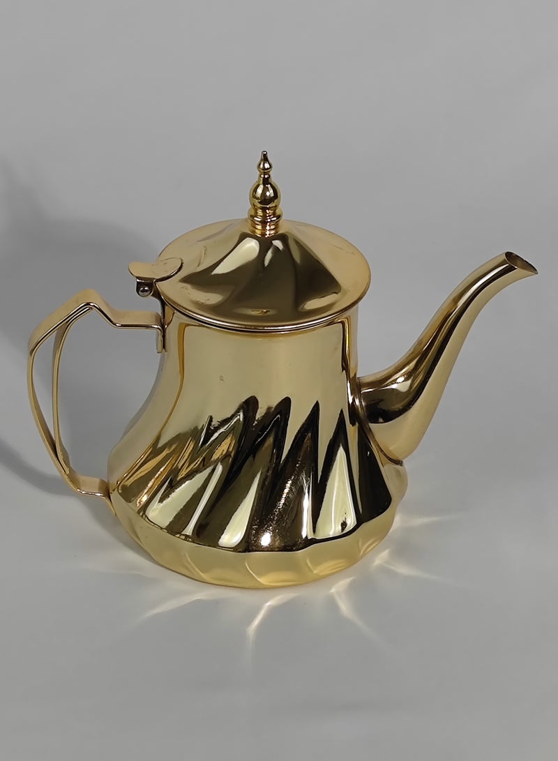 اتش تي اتش النمط العربي الكلاسيكي محفور تصميم القهوة دلة وعاء الصدأ قسط الفولاذ المقاوم للصدأ إبريق الشاي مرآة إنهاء غلاية القهوة من السهل صب صنبور غلاية الشاي مع غطاء مفصلي ومقبض مريح غسالة صحون آمنة التعريفي إبريق الشاي الآمن لمكتب المنزل 24/35/48/60 أوقية - Image 3