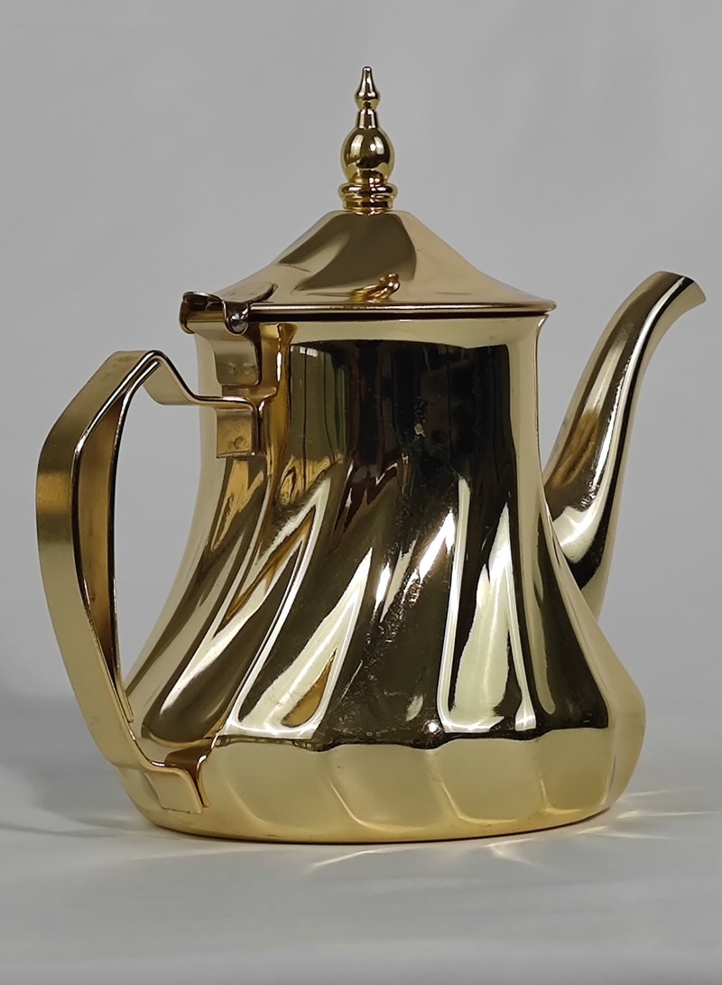 اتش تي اتش النمط العربي الكلاسيكي محفور تصميم القهوة دلة وعاء الصدأ قسط الفولاذ المقاوم للصدأ إبريق الشاي مرآة إنهاء غلاية القهوة من السهل صب صنبور غلاية الشاي مع غطاء مفصلي ومقبض مريح غسالة صحون آمنة التعريفي إبريق الشاي الآمن لمكتب المنزل 24/35/48/60 أوقية - Image 5