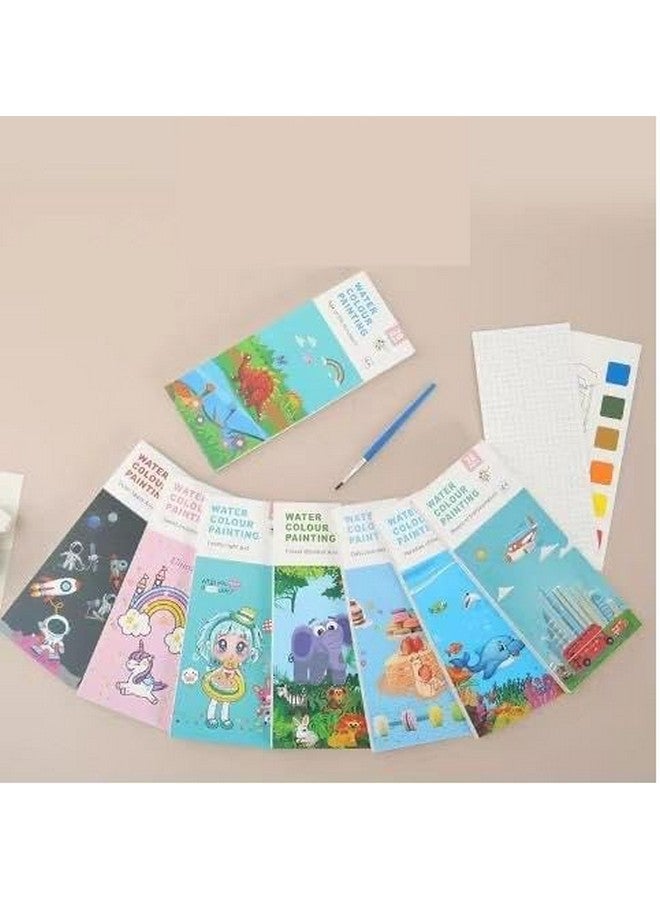 Qolixs Pocket Watercolor Book - 20 Sheets Water Painting Patterns With Art Brush for Kids, Toddlers - Cartoon Painting Kit - Portable Travel Watercolor Set - Image 2
