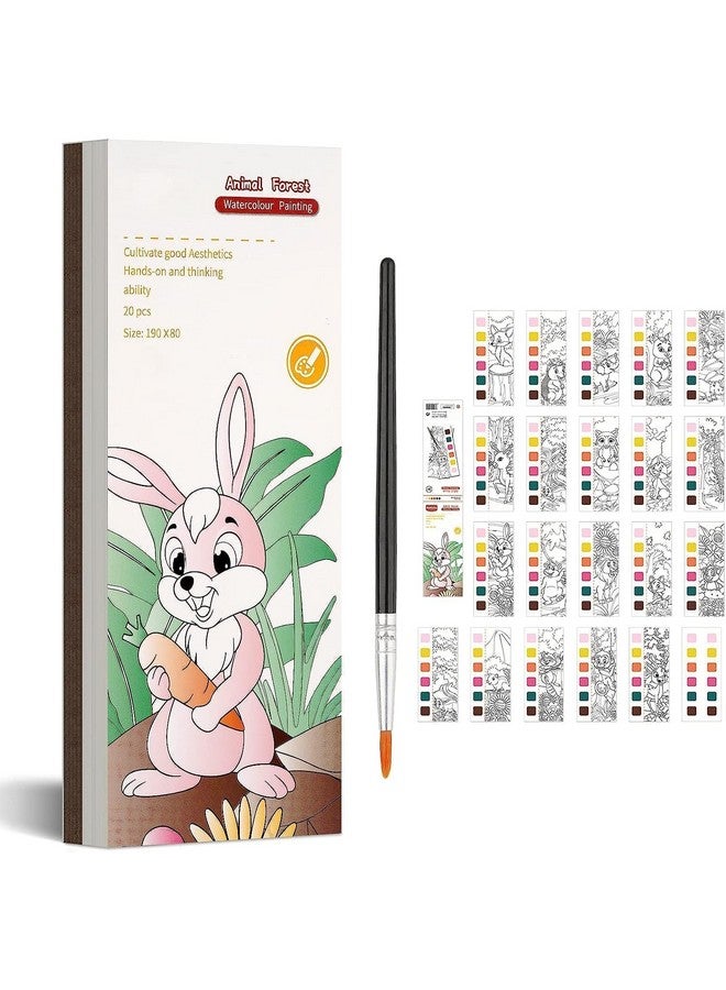 Qolixs Pocket Watercolor Book - 20 Sheets Water Painting Patterns With Art Brush for Kids, Toddlers - Cartoon Painting Kit - Portable Travel Watercolor Set - Image 1