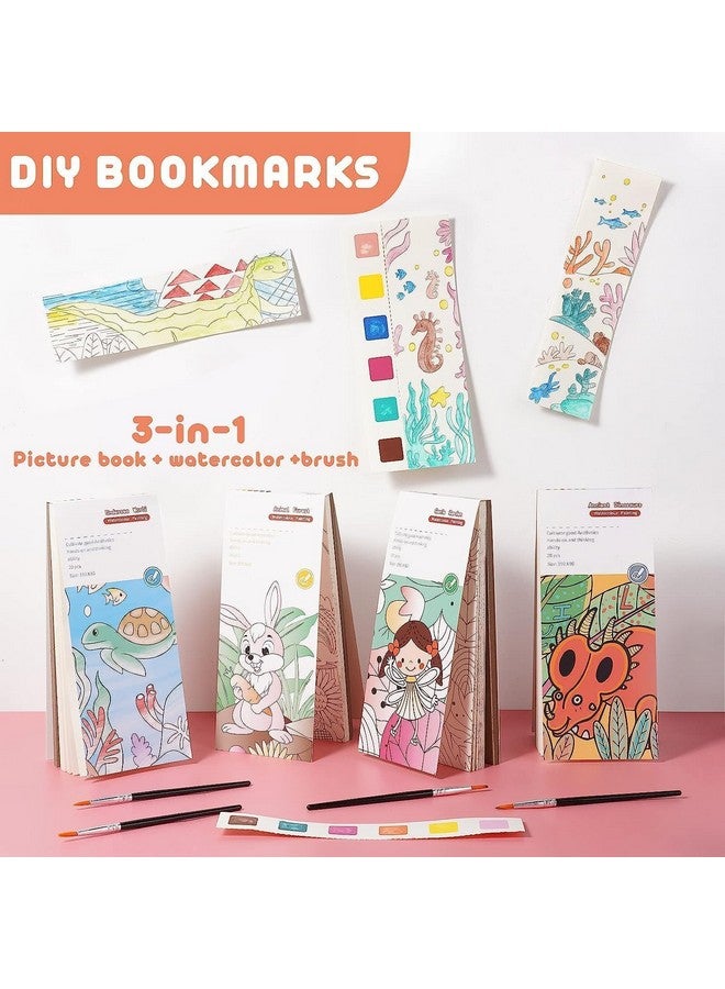 Qolixs Pocket Watercolor Book - 20 Sheets Water Painting Patterns With Art Brush for Kids, Toddlers - Cartoon Painting Kit - Portable Travel Watercolor Set - Image 4