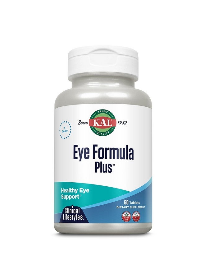 KAL Eye Formula Plus, Eye Care and Vision Supplements for Adults, with Eye Vitamins Lutein and Zeaxanthin, Plus Bilberry Extract, Goji and Blueberry Extract, 60-Day Guarantee, 15 Servings, 60 Tablets - Image 1