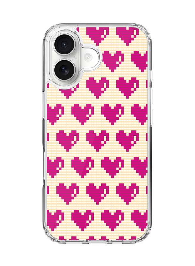 Stylizedd Classic Clear MagSafe Case for iPhone 17 , Hybrid Soft Case Flexible Edges Anti Drop TPU PC Gel Thin Transparent Cover [ Designed for iPhone 17 ] - Pixel Hearts Full Print