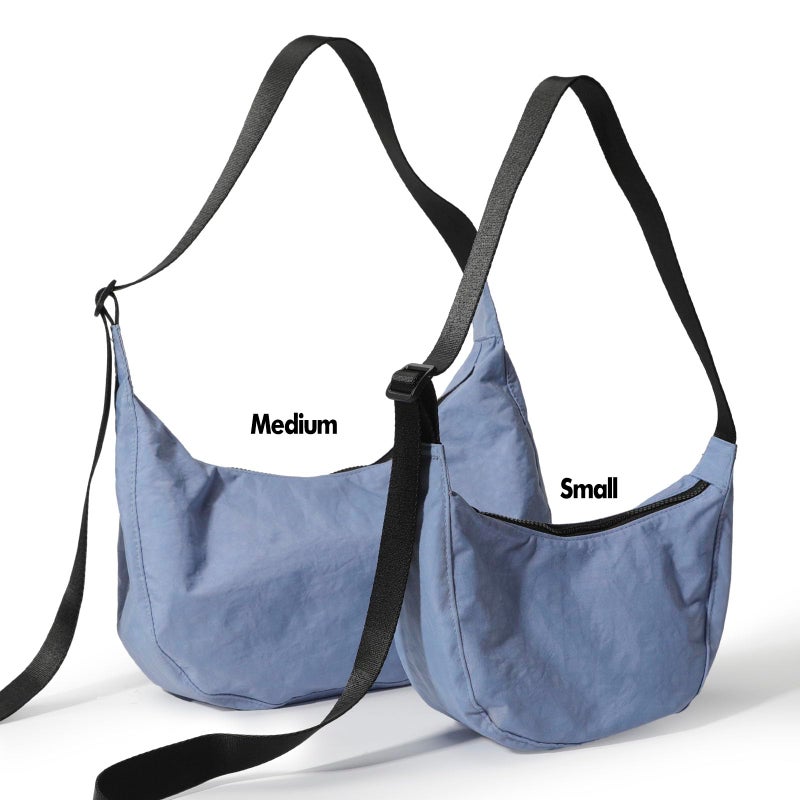 FASTFAIRY Small Nylon Crossbody Crescent Bag: Cashmere Blue Slouchy Style Shoulder Casual with Adjustable Strap - Minimalist Environmentalist - Commuting Work Daily - Image 4