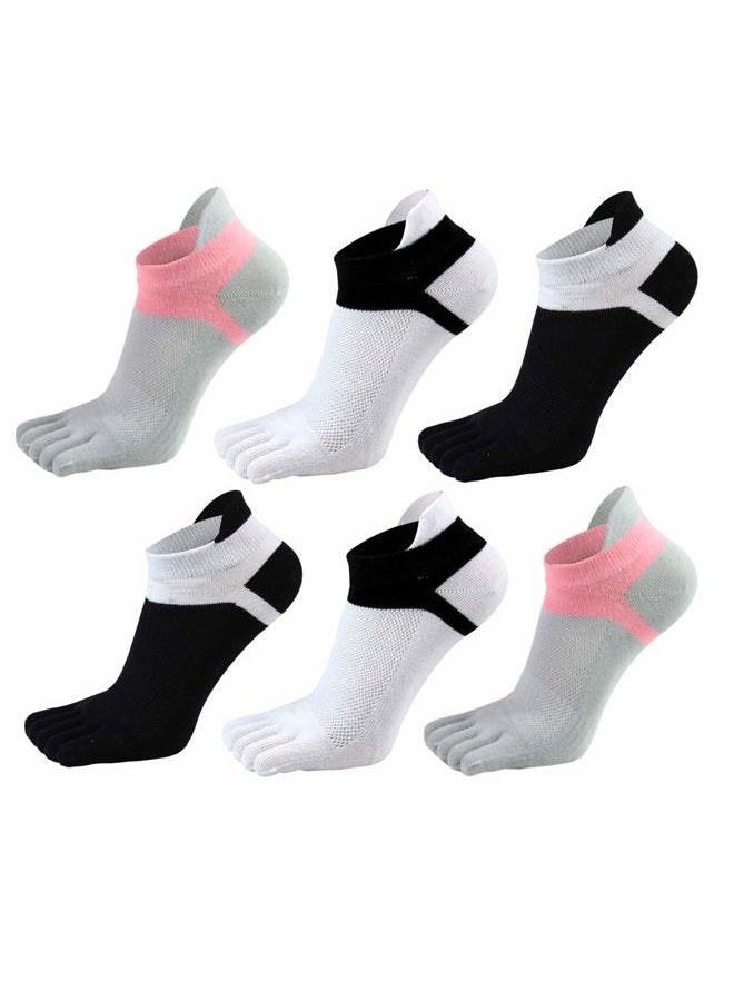 Fasot Toe Socks Women No Show Low Cut Mesh Wicking 5 Finger Cotton Athletic 6 Pack - Image 1