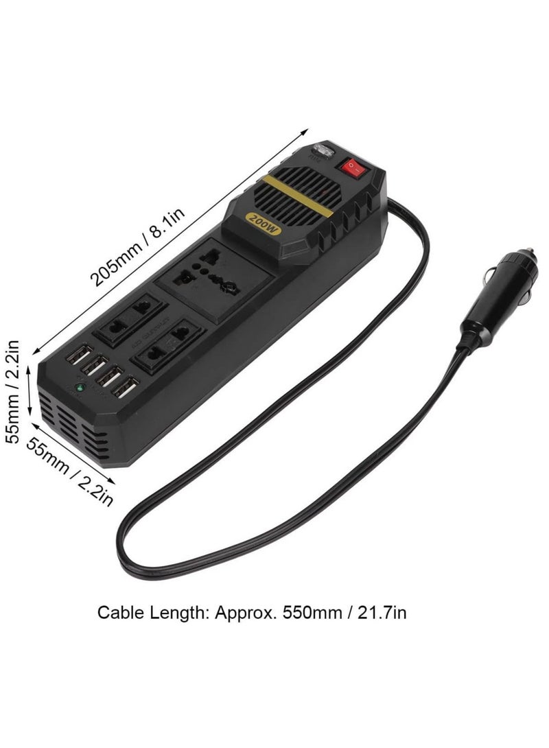 ELTRAZONE Power Inverter 200W 3 AC Socket 4Power Inverter 200W 4 USB Ports - Image 3