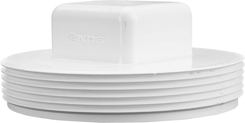 NDS 41P8 PVC S&D Cleanout Plug, with 4-Inch MPT Connection, Works with 4-Inch FPT drain fittings attached to Sewer and Drain Pipe, White - Image 4