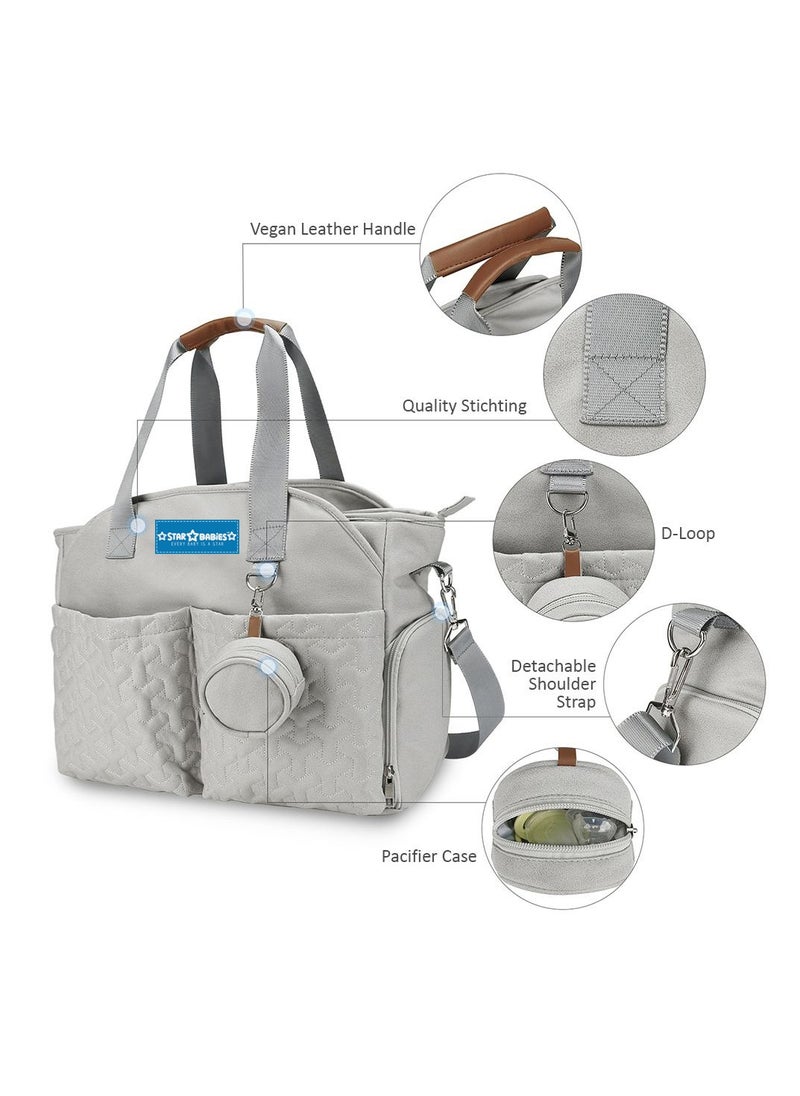 Star Babies Pack of 2 (Diaper Portable Bag with Pacifier Bag Large-capacity, Disposable Changing mat 10pcs)-Khaki