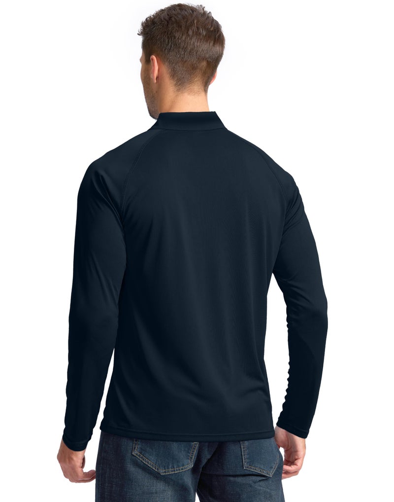 Pudolla Men's Fishing Shirts Long Sleeve Running Shirts for Men SPF Shirts for Men 1/4 Zip Up Rash Guard for Men(Navy Blue S) - Image 2