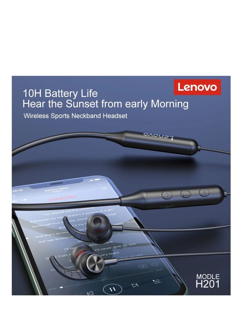 H201 Bluetooth V5.0 HIFI Stereo Magnetic Metal Cavity Wireless Neckband Sports Headphone with Mic Black - Image 3