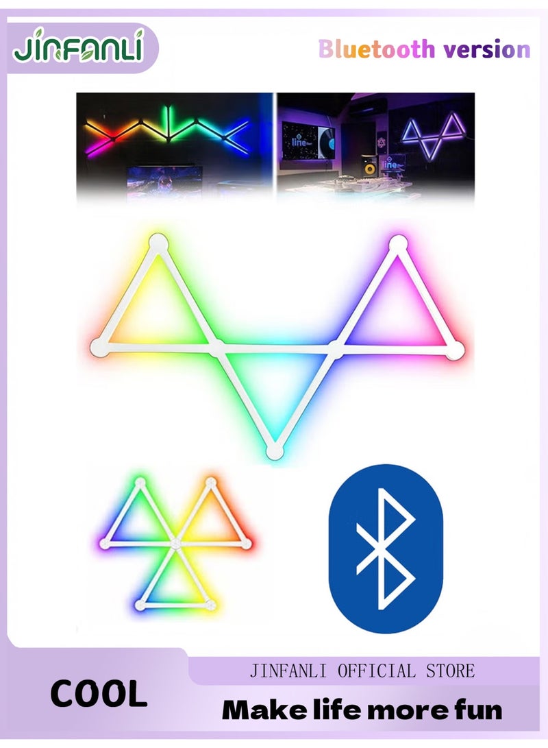 JINFANLI Smart Bluetooth RGB LED Wall Light Wire, Music Sync DIY Geometric Splicing Game Light, 16M+ Color Changing Home Decor Light, Works with Google Assistant, for Game Room, Bedroom - 9 Pieces, White - Image 1