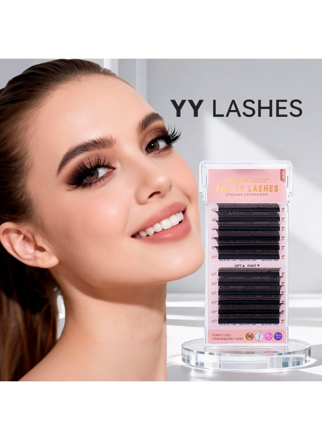 D'AMMA'N Damman 12 Rows Fox YY Shaped Eyelashes Extensions 0.07mm D Curl Y Shape Lash Extension Mix 9-14mm YY Fox Eye Lashes Makeup Tools - Image 5