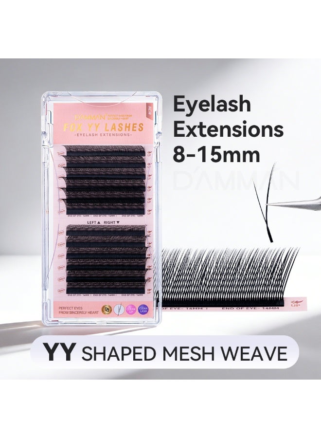 D'AMMA'N Damman 12 Rows Fox YY Shaped Eyelashes Extensions 0.07mm D Curl Y Shape Lash Extension Mix 9-14mm YY Fox Eye Lashes Makeup Tools - Image 4