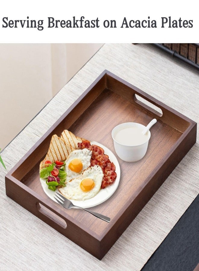 bangminda 2Pcs Wood Serving Trays with Handles 17in Large Wooden Trays for Ottoman, Breakfast in Bed, Decorative Serving Trays Platter for Breakfast Patio, Ottoman, Coffee Table, BBQ, Party - Image 5
