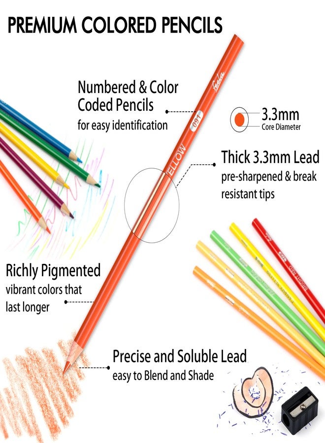 Feela 152 Colored Pencils with Pencil Sharpener Premium Soft Core Colors Pencils Set for Adult Coloring Books - Image 2