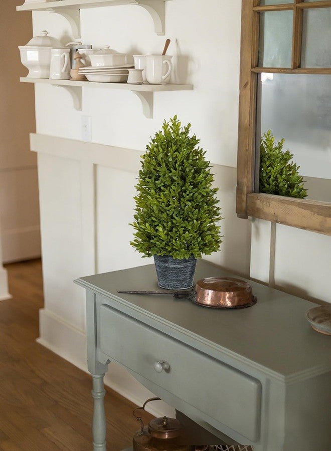 GnFlus Artificial Boxwood Cone Topiary Tree, 18" Small Fake Plant Faux Potted Plant with Galvanized Metal Pot for Indoor Home Farmhouse Kitchen Window Shelf Dining Table Desk Centerpieces Décor - Image 4