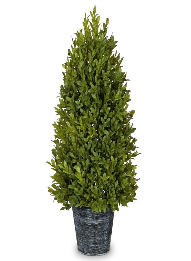 GnFlus Artificial Boxwood Cone Topiary Tree, 18" Small Fake Plant Faux Potted Plant with Galvanized Metal Pot for Indoor Home Farmhouse Kitchen Window Shelf Dining Table Desk Centerpieces Décor - Image 1