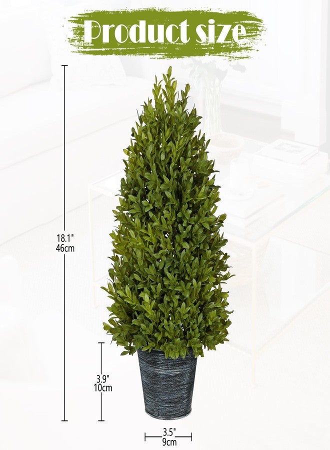 GnFlus Artificial Boxwood Cone Topiary Tree, 18" Small Fake Plant Faux Potted Plant with Galvanized Metal Pot for Indoor Home Farmhouse Kitchen Window Shelf Dining Table Desk Centerpieces Décor - Image 2