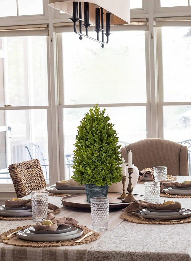 GnFlus Artificial Boxwood Cone Topiary Tree, 18" Small Fake Plant Faux Potted Plant with Galvanized Metal Pot for Indoor Home Farmhouse Kitchen Window Shelf Dining Table Desk Centerpieces Décor - Image 5