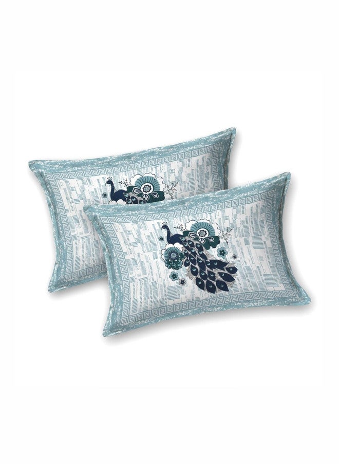 CLOTHOLOGY مجموعة ملاءات سرير كينج من CLOTHOLOGY مزينة بنقوش زهور باللونين الأزرق والأبيض 180TC قطن نقي - Image 4