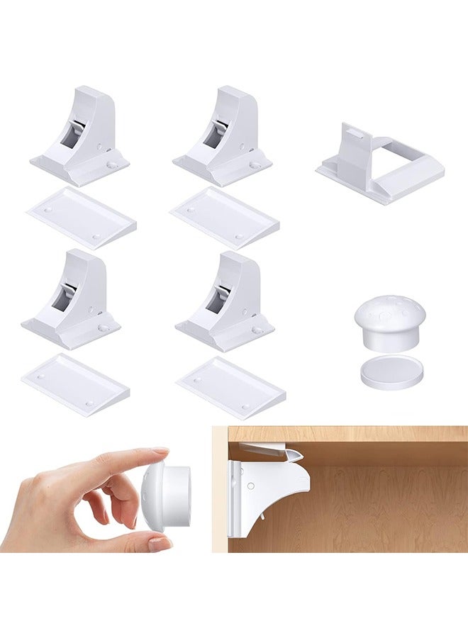 Child Safety Magnetic Cabinet Locks(4 Locks + 1 Keys), Easy Install Magnetic Cabinet Locks Child Proofing, No Tools Or Screws Needed - Image 1