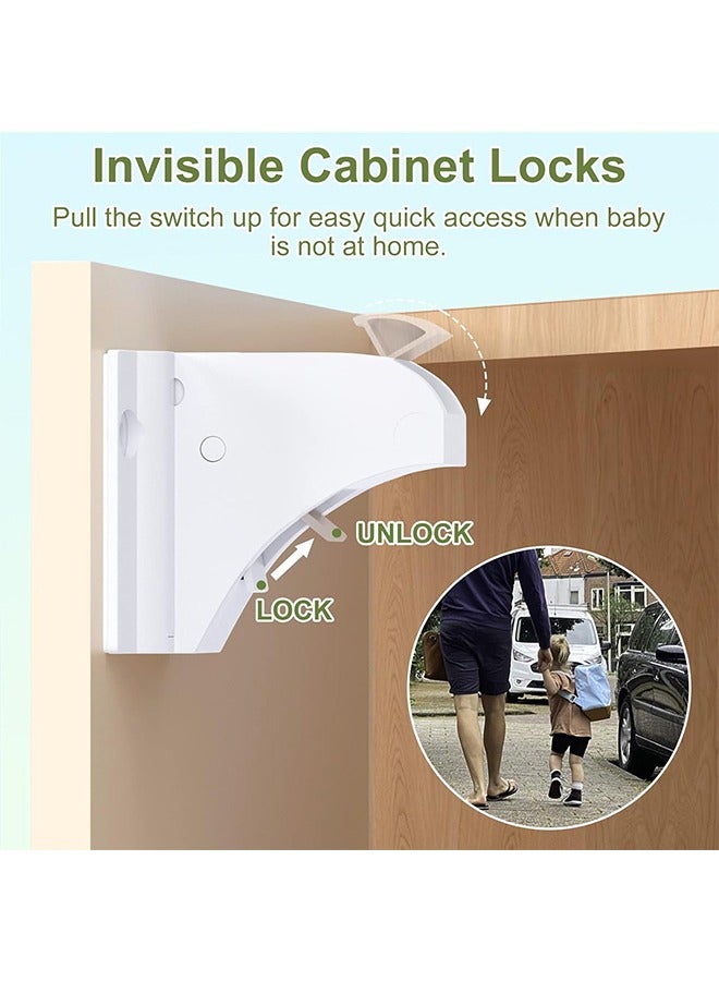 Child Safety Magnetic Cabinet Locks(4 Locks + 1 Keys), Easy Install Magnetic Cabinet Locks Child Proofing, No Tools Or Screws Needed - Image 3