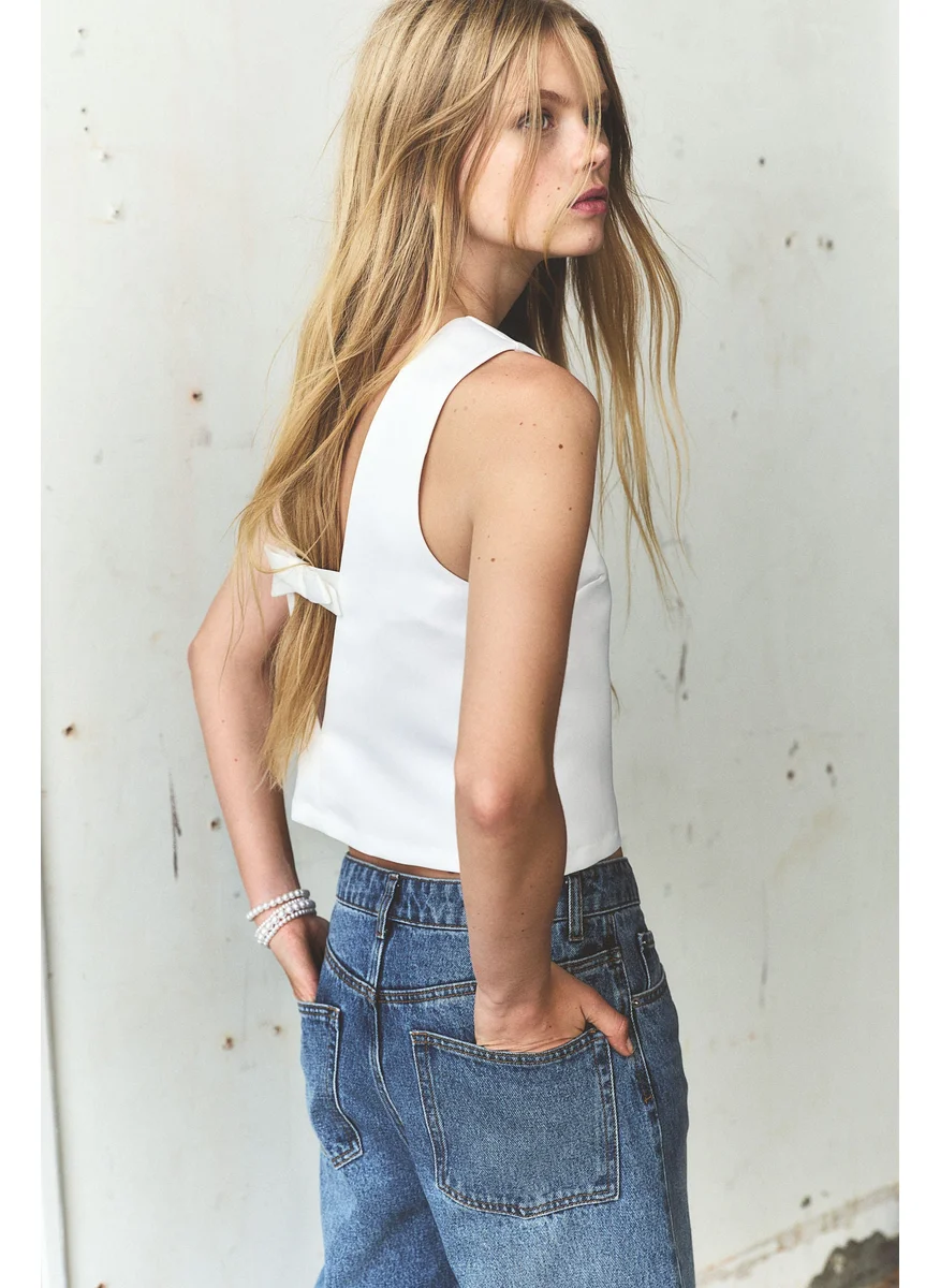 اتش اند ام Bow-Detail Deep-Back Top