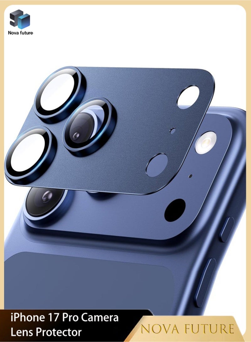 Nova future For iPhone 17 Pro Camera Lens Protector [Drop Protection] [Full Coverage] [3D Metal] [Case Friendly] Tempered Glass Camera Cover — Blue - Image 1