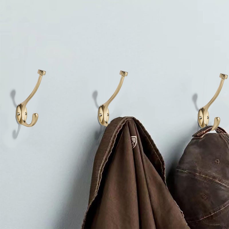 CABDM The 5 Pack 5-1/2 inch Heavy-Duty Coat Hooks are Suitable for Overcoats/Hats/Keys/Bags/Bathrobes, and The Champagne Bronze Towel Robe Hooks are Suitable for Both Household and Commercial uses - Image 2