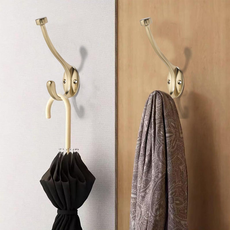 CABDM The 5 Pack 5-1/2 inch Heavy-Duty Coat Hooks are Suitable for Overcoats/Hats/Keys/Bags/Bathrobes, and The Champagne Bronze Towel Robe Hooks are Suitable for Both Household and Commercial uses - Image 3