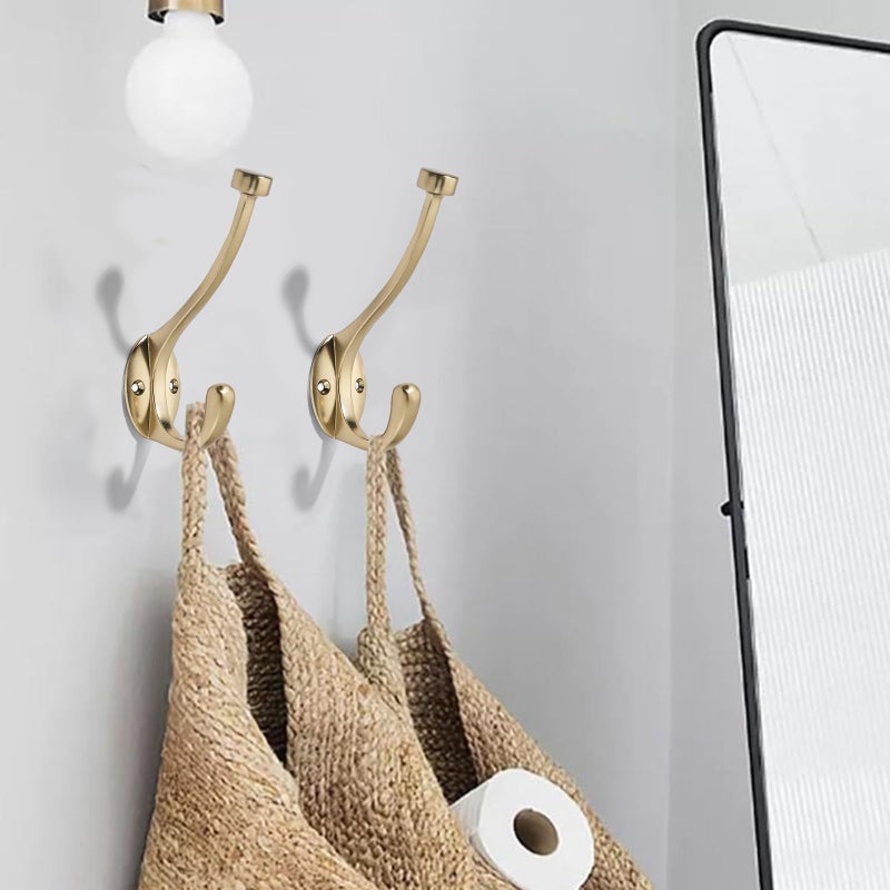 CABDM The 5 Pack 5-1/2 inch Heavy-Duty Coat Hooks are Suitable for Overcoats/Hats/Keys/Bags/Bathrobes, and The Champagne Bronze Towel Robe Hooks are Suitable for Both Household and Commercial uses - Image 4