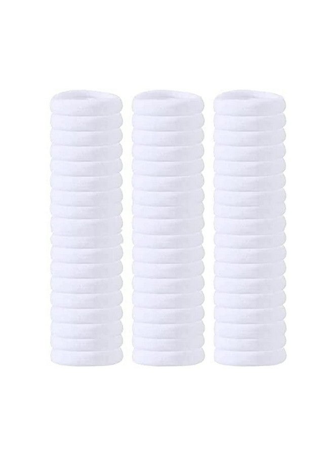 Elina 60 White Colour Elastic Hair Rubber Band Ponytail Holders Long Lasting Allday Wear School, Cotton Stretchable Hair Ties, Buns Headbands, Accessory for Women, Girls (Pack of 60)(white) - Image 1