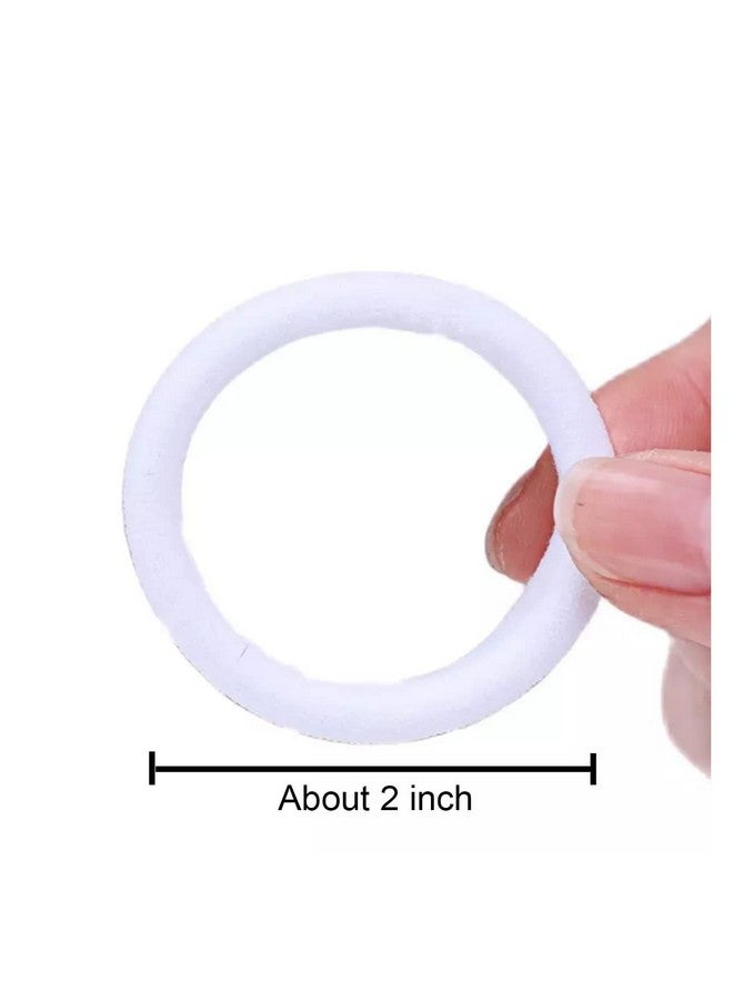 Elina 60 White Colour Elastic Hair Rubber Band Ponytail Holders Long Lasting Allday Wear School, Cotton Stretchable Hair Ties, Buns Headbands, Accessory for Women, Girls (Pack of 60)(white) - Image 5