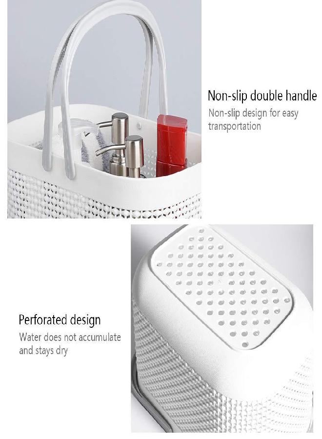 UUJOLY Plastic Organizer Storage Baskets with Handles, Shower Caddy Bins Organizer for Bathroom and kitchen（White） - Image 2