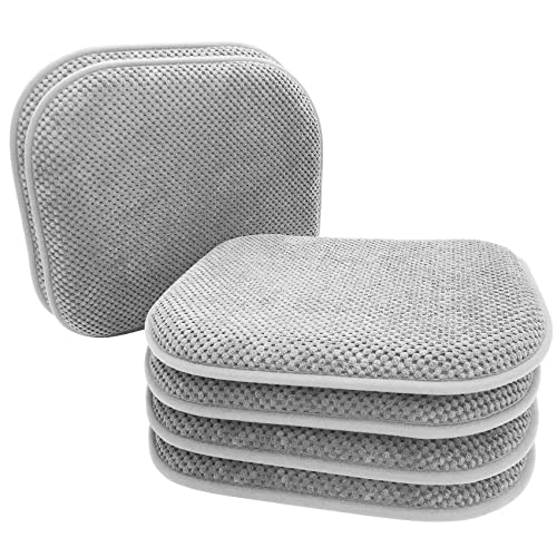 PAGGED Silver Grey Foam Seat Cushions Kitchen Chairs Pads for Dining Chairs 6 Pack Non Slip Patio Seat Cushions Washable U Shaped Soft Thick Large Metal Wooden Chair Cushions17 x 15