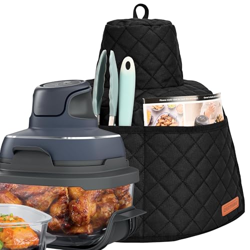 CROTIRAD غطاء غبار زجاجي لقلاية الهواء CROTIRAD متوافق مع Ninja Crispi، غطاء محمول مع جيوب لقلاية الهواء Ninja Crispi، أسود - Image 1