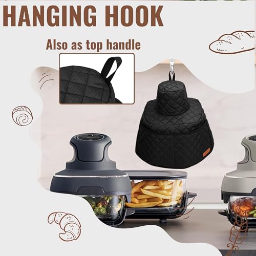 CROTIRAD غطاء غبار زجاجي لقلاية الهواء CROTIRAD متوافق مع Ninja Crispi، غطاء محمول مع جيوب لقلاية الهواء Ninja Crispi، أسود - Image 5