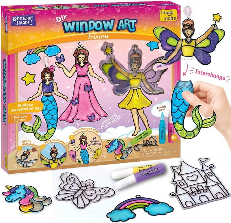 Imagimake Window Art Princess | Suncatcher Kit | Arts and Crafts for Kids Ages 8-12 | Girls Toys Age 6-8 | Unicorn Gifts for Girls Age 6-8 | 5 Year Old Girl Gift | 8 Year Old Girl Birthday Gift Multi-purpose fine material - Image 1