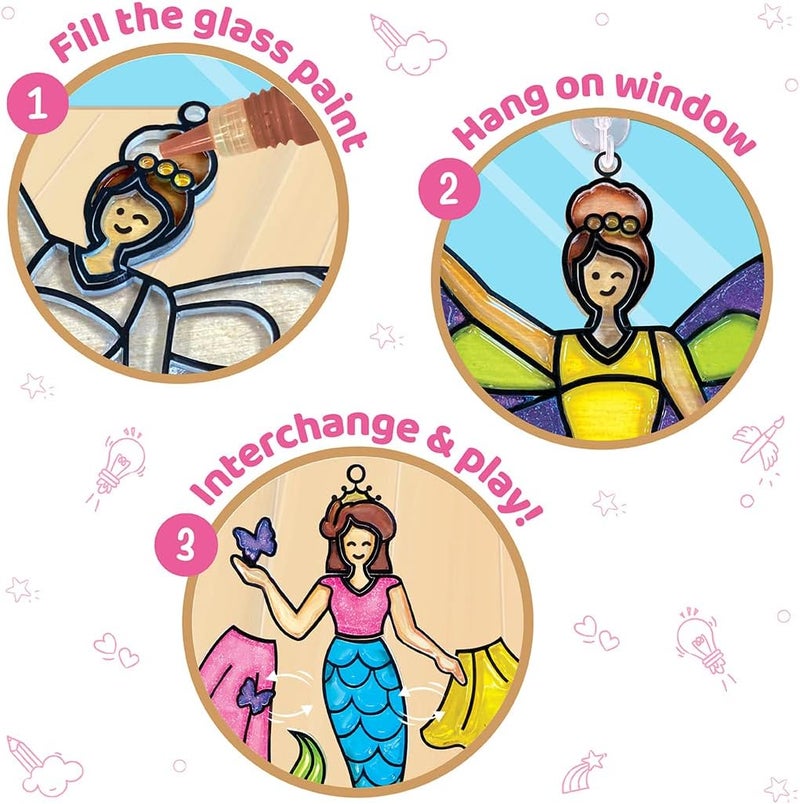 Imagimake Window Art Princess | Suncatcher Kit | Arts and Crafts for Kids Ages 8-12 | Girls Toys Age 6-8 | Unicorn Gifts for Girls Age 6-8 | 5 Year Old Girl Gift | 8 Year Old Girl Birthday Gift Multi-purpose fine material - Image 3