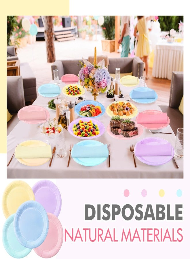 Zhehao 120 Pcs Disposable Paper Plates and Napkins Bulk Birthday Party Decorations 7 inch Disposable Plates for Baby Shower Wedding Party Supplies(Light Pink, Green, Purple, Yellow, Blue, Pink) - Image 5