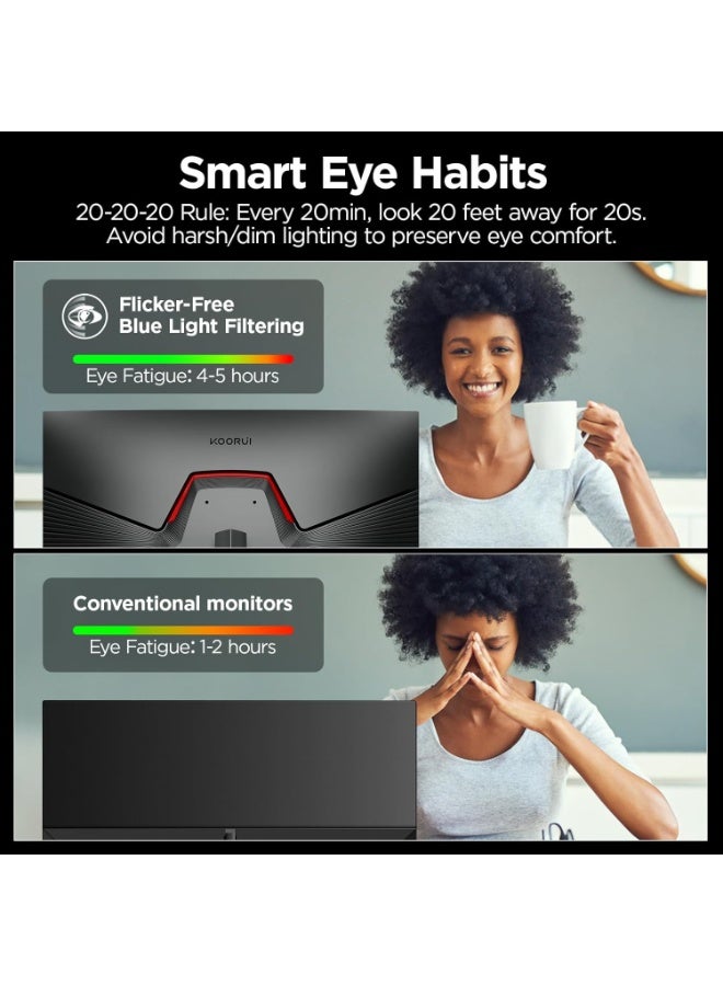 KOORUI 24 Inch  Full HD Gaming Monitor, 200 Hz, 89% DCI-P3, MPRT 1ms, HDR 400 (1920 x 1080) Display, AMD FreeSync Premium Gaming UI - G2411P - Image 3